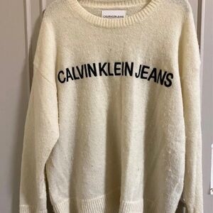 Calvin Klein Jeans Ivory Crew Neck Sweater